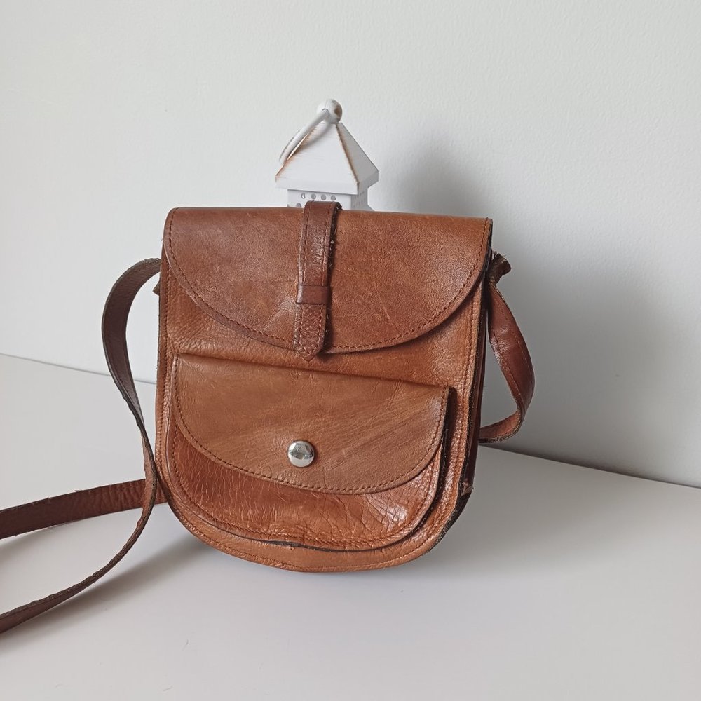 Pretty Vintage Stocko Shoulder Short Strap Bag Brown Real Leather 7'' x 7.5'' - Picture 4 of 16